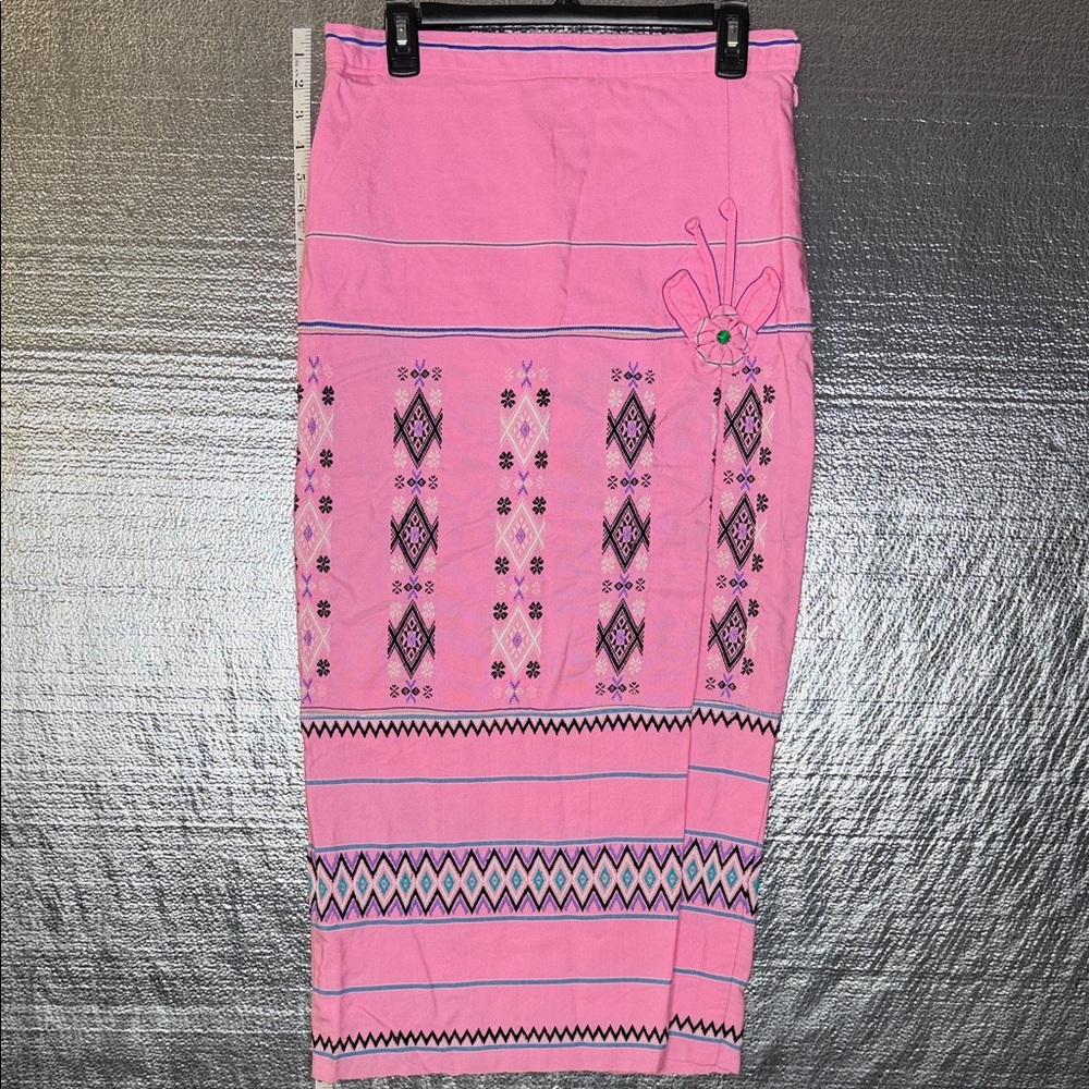 Pink Geometric Patterned Wrap Skirt Sarong